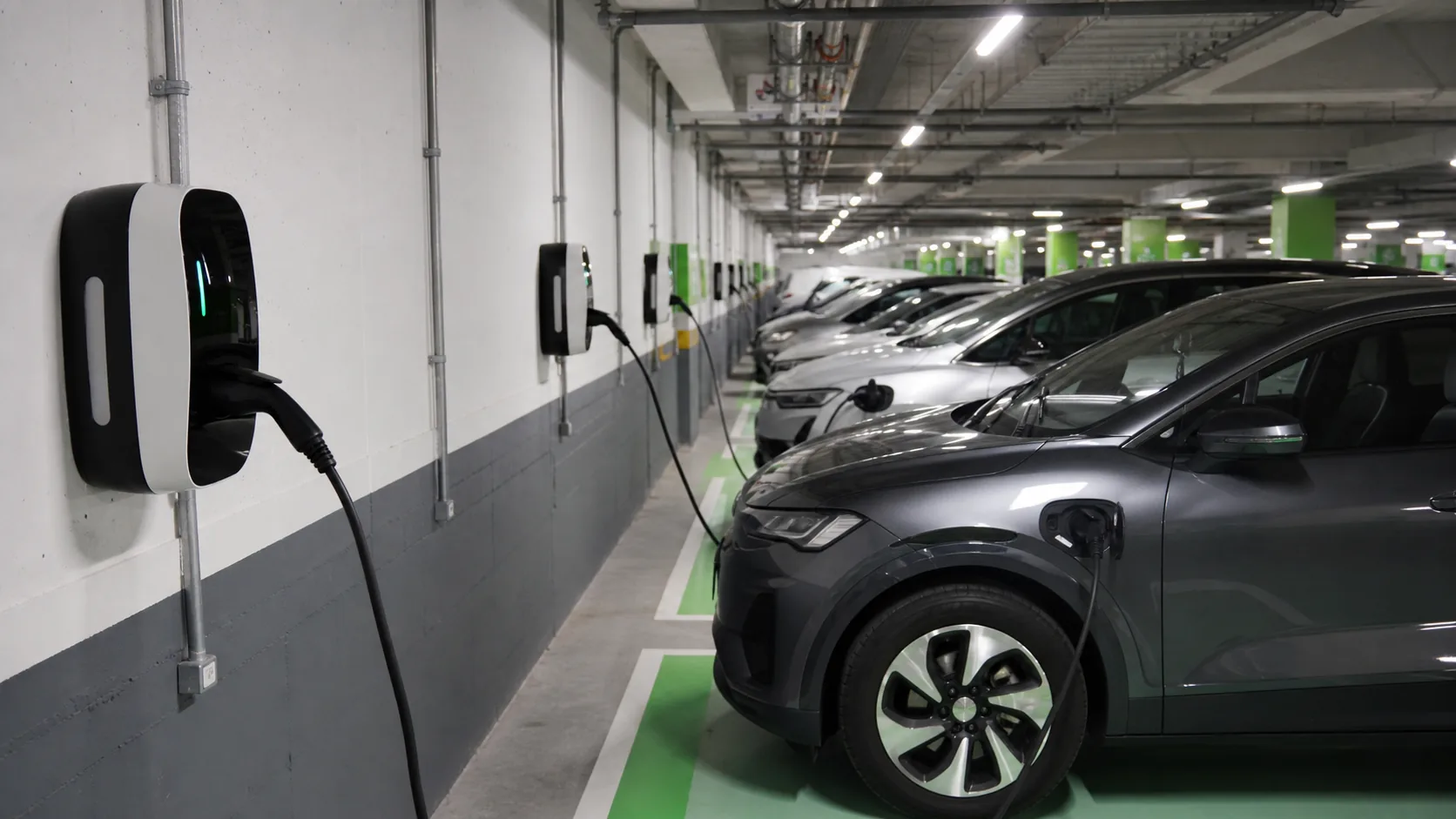EV charging bays in a parking facility for dynamic pricing scenarios